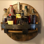 Whiskey Bottle Shelf Handcrafted Reclaimed Oak & Steel Bands