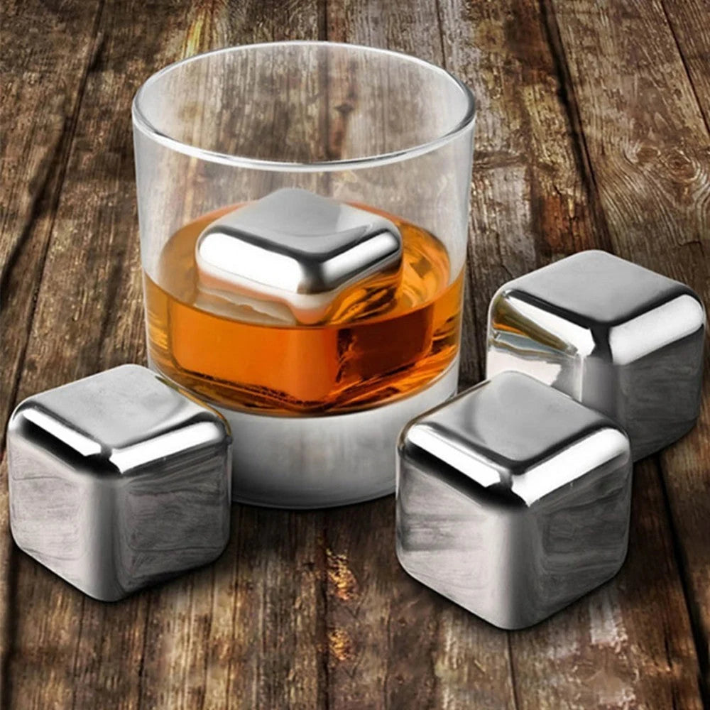Whiskey Chilling Stones Food-Grade Stainless Steel Assorted Shapes