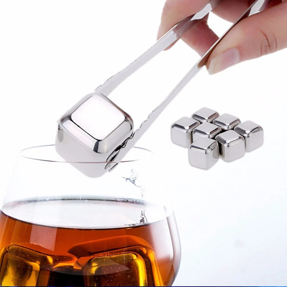 Whiskey Chilling Stones Food-Grade Stainless Steel Assorted Shapes