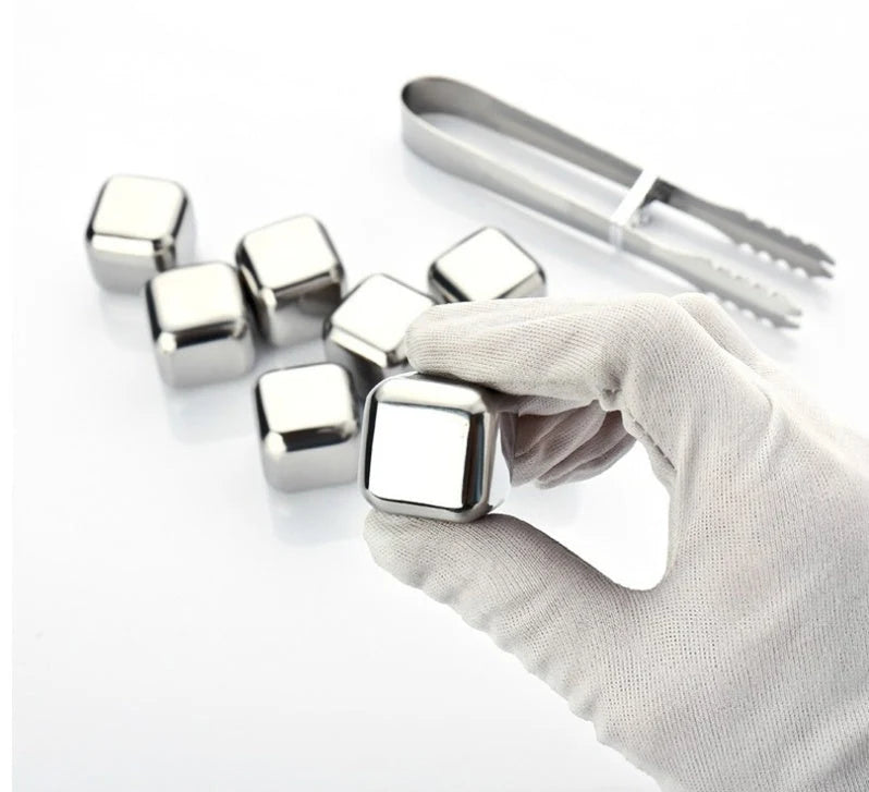 Whiskey Chilling Stones Food-Grade Stainless Steel Assorted Shapes