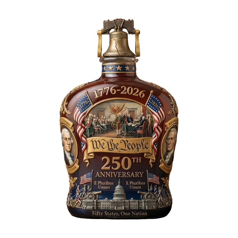Whiskey Decanter Ceramic Glazed Liberty Bell Stopper