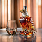 Whiskey Decanter Eagle-Shaped Clear Glass & Wide Base