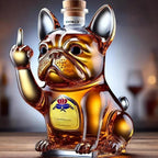 Whiskey Decanter French Bulldog Lead-Free Crystal & Cork Stopper