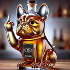 Whiskey Decanter French Bulldog Lead-Free Crystal & Cork Stopper