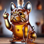 Whiskey Decanter French Bulldog Lead-Free Crystal & Cork Stopper