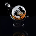 Whiskey Decanter Globe Design Mouth-Blown Glass Gold Map