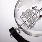 Whiskey Decanter Globe Design Mouth-Blown Glass Gold Map