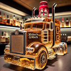 Whiskey Decanter Set Truck-Shaped Crystal & Silver Accents