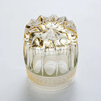 Whiskey Glass Hand-Cut Amber Star Pattern Wooden Box