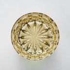 Whiskey Glass Hand-Cut Amber Star Pattern Wooden Box