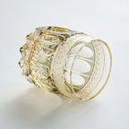 Whiskey Glass Hand-Cut Amber Star Pattern Wooden Box