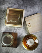 Whiskey Glass Handblown Japanese Crystal Wooden Gift Box