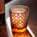Whiskey Glasses Hand-Cut Star & Chrysanthemum Wooden Gift Box