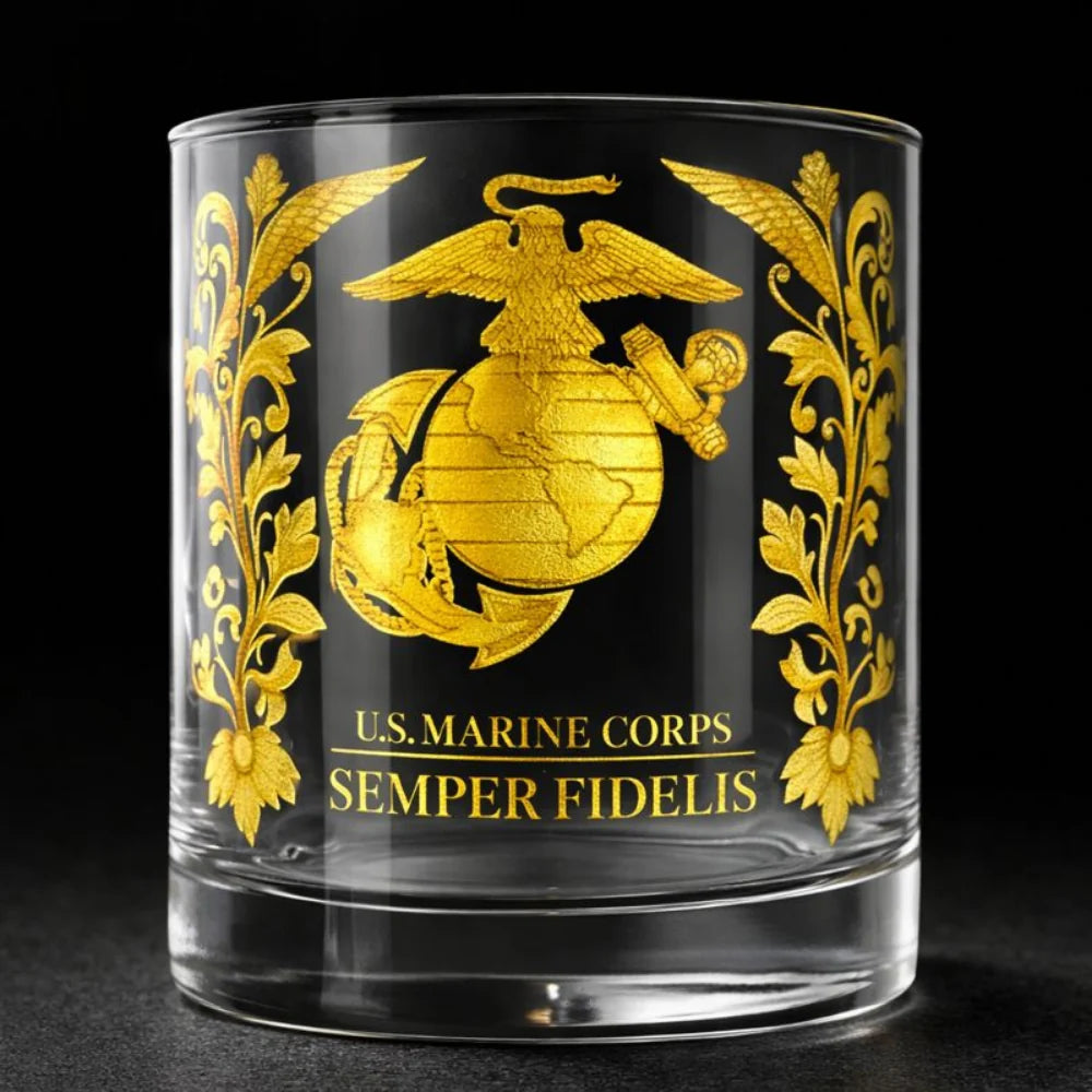 Whiskey Tumbler Gold Embossed Thick Glass Gift Boxed