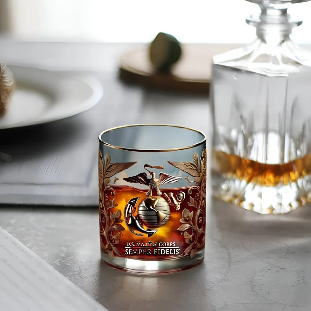 Whiskey Tumbler Gold Embossed Thick Glass Gift Boxed