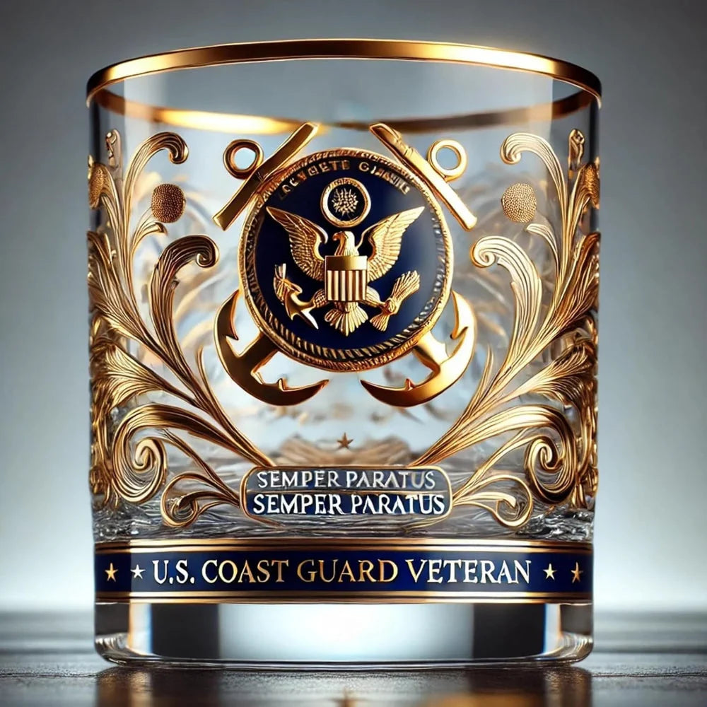 Whiskey Tumbler Gold Embossed Thick Glass Gift Boxed