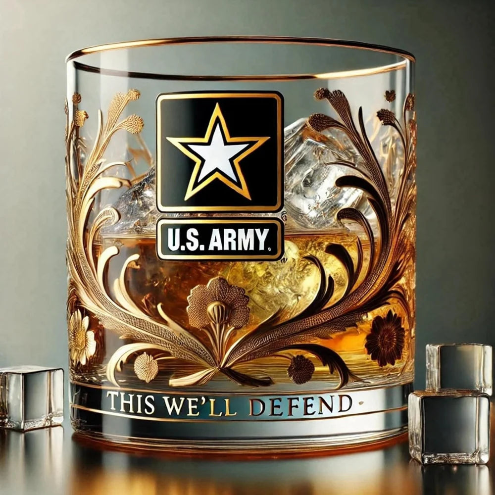 Whiskey Tumbler Gold Embossed Thick Glass Gift Boxed