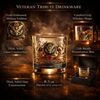 Whiskey Tumbler Gold Embossed Thick Glass Gift Boxed