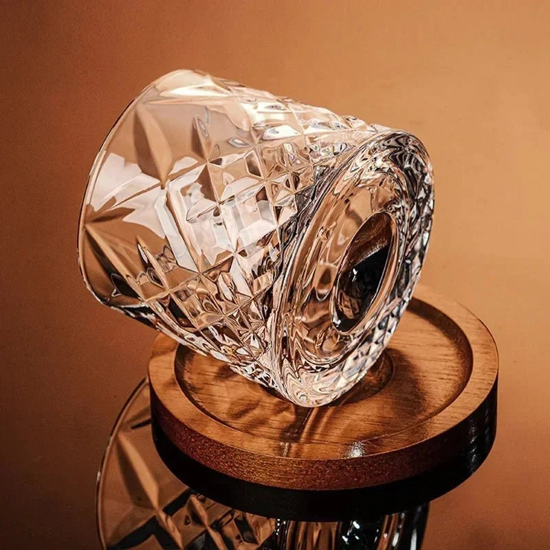 Whisky Glass Crystal Rounded Bottom Wooden Coaster