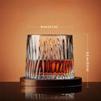Whisky Glass Crystal Rounded Bottom Wooden Coaster