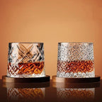 Whisky Glass Crystal Rounded Bottom Wooden Coaster