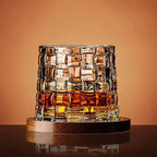 Whisky Glass Crystal Rounded Bottom Wooden Coaster