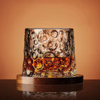 Whisky Glass Crystal Rounded Bottom Wooden Coaster