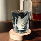Whisky Glass Hand-Cut Crystal Deep Blue Wooden Box