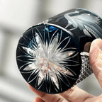 Whisky Glass Hand-Cut Crystal Deep Blue Wooden Box