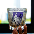 Whisky Glass Hand-Cut Crystal Peacock Pattern