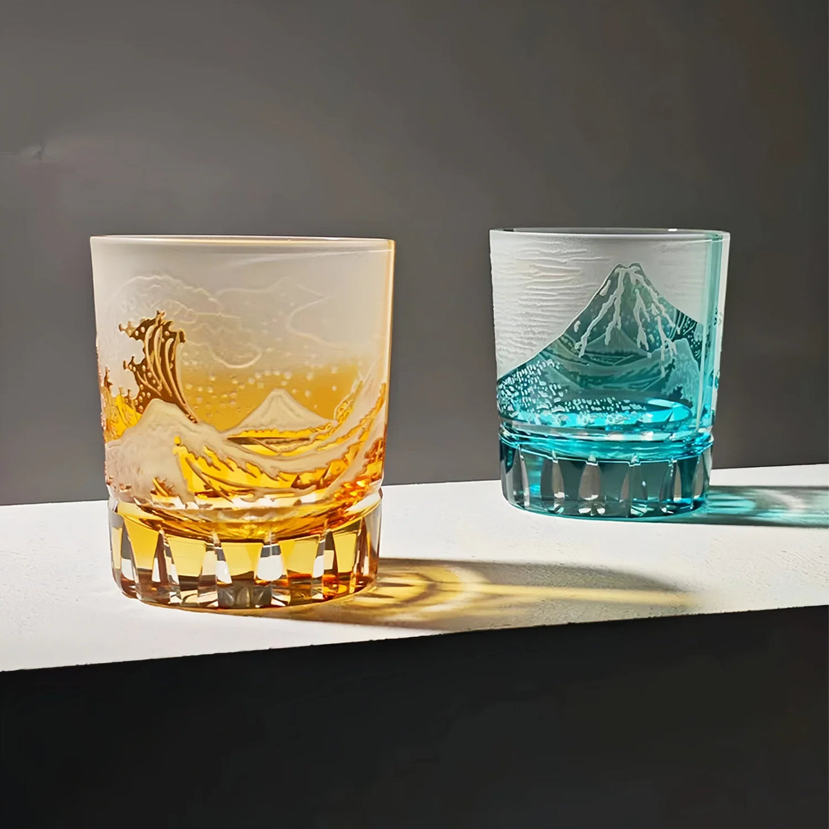 Whisky Glass Hand-Cut Crystal Wave Relief