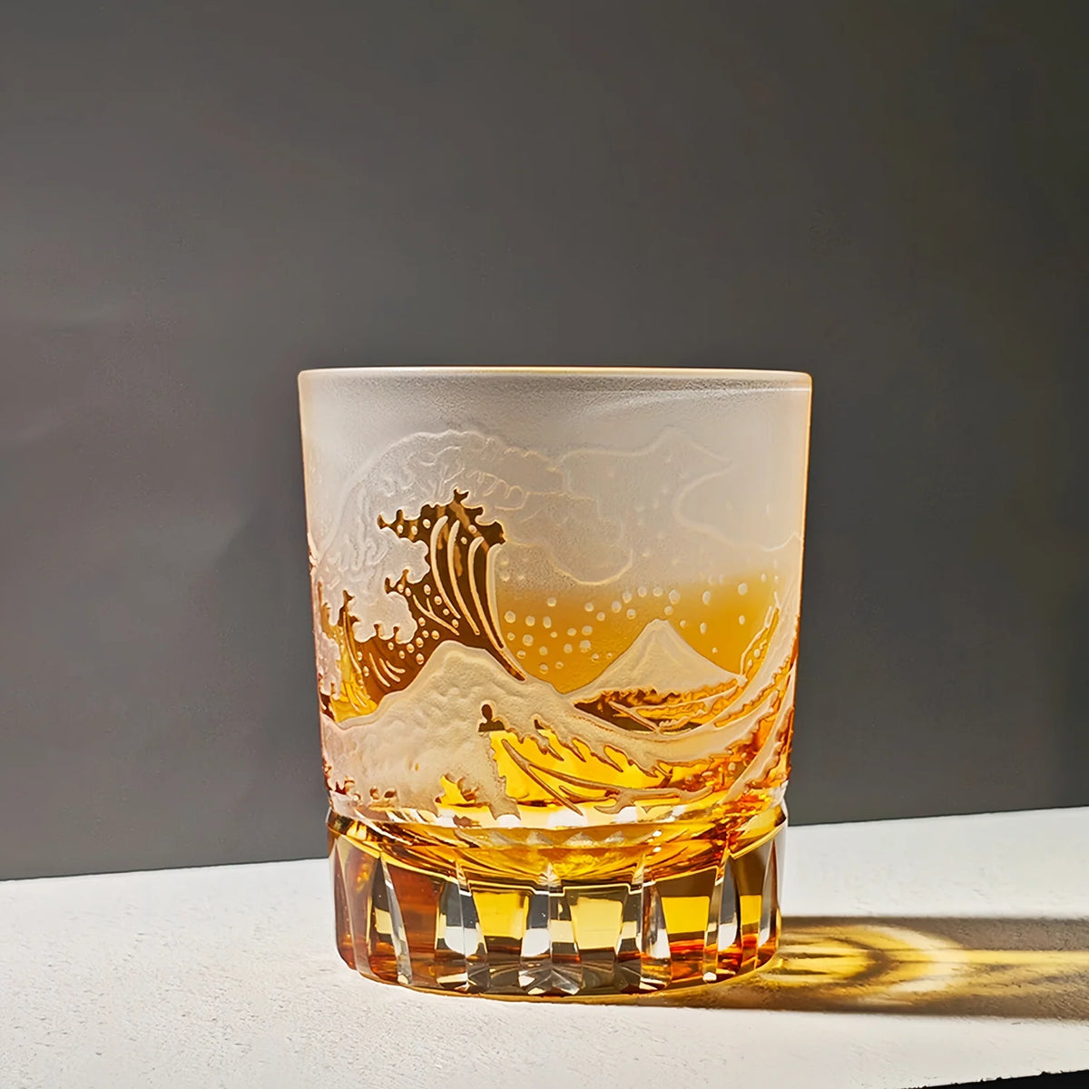 Whisky Glass Hand-Cut Crystal Wave Relief