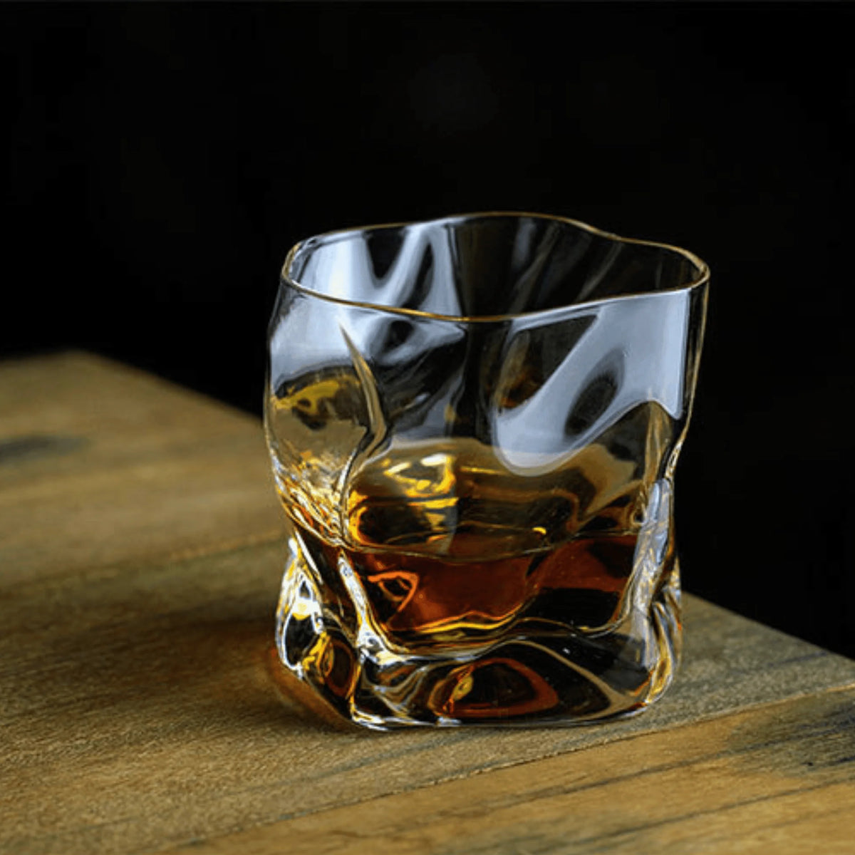 Whisky Glass Hand-Cut Rippled Crystal Wooden Gift Box