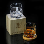 Whisky Glass Hand-Cut Rippled Crystal Wooden Gift Box