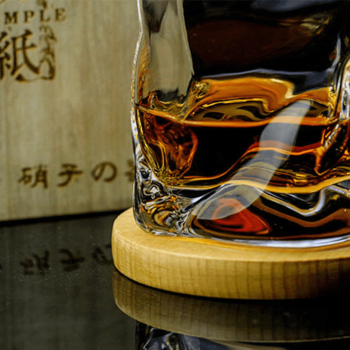Whisky Glass Hand-Cut Rippled Crystal Wooden Gift Box