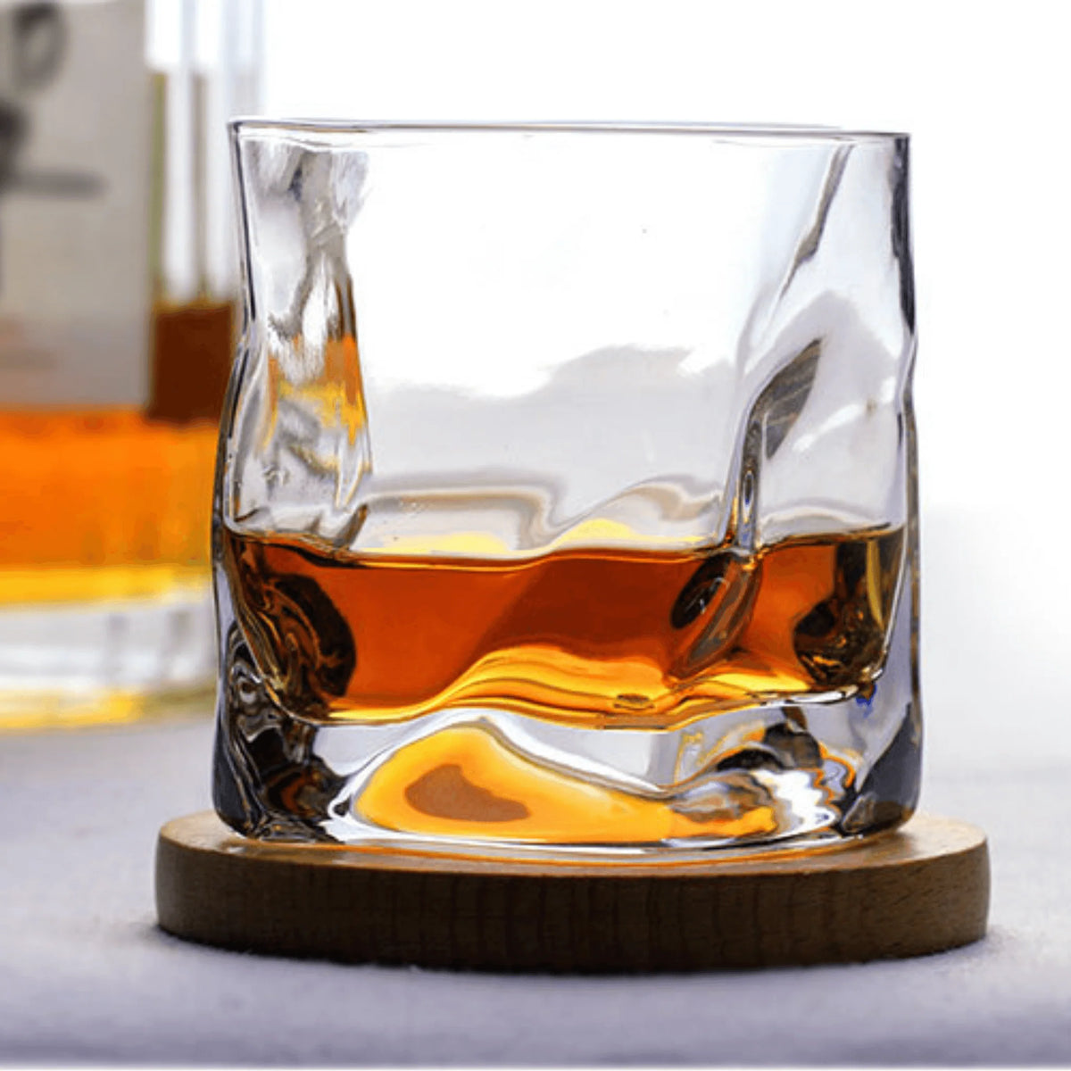 Whisky Glass Hand-Cut Rippled Crystal Wooden Gift Box