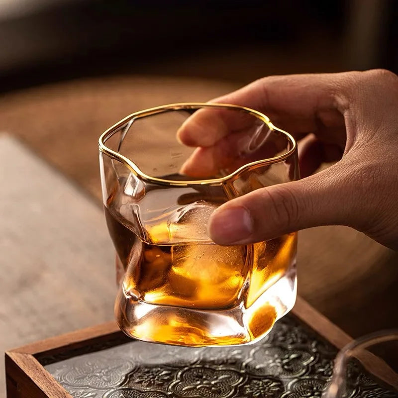 Whisky Glass Set Textured Grip Wide Base