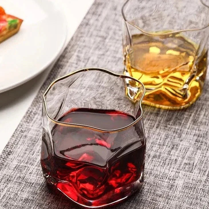 Whisky Glass Set Textured Grip Wide Base