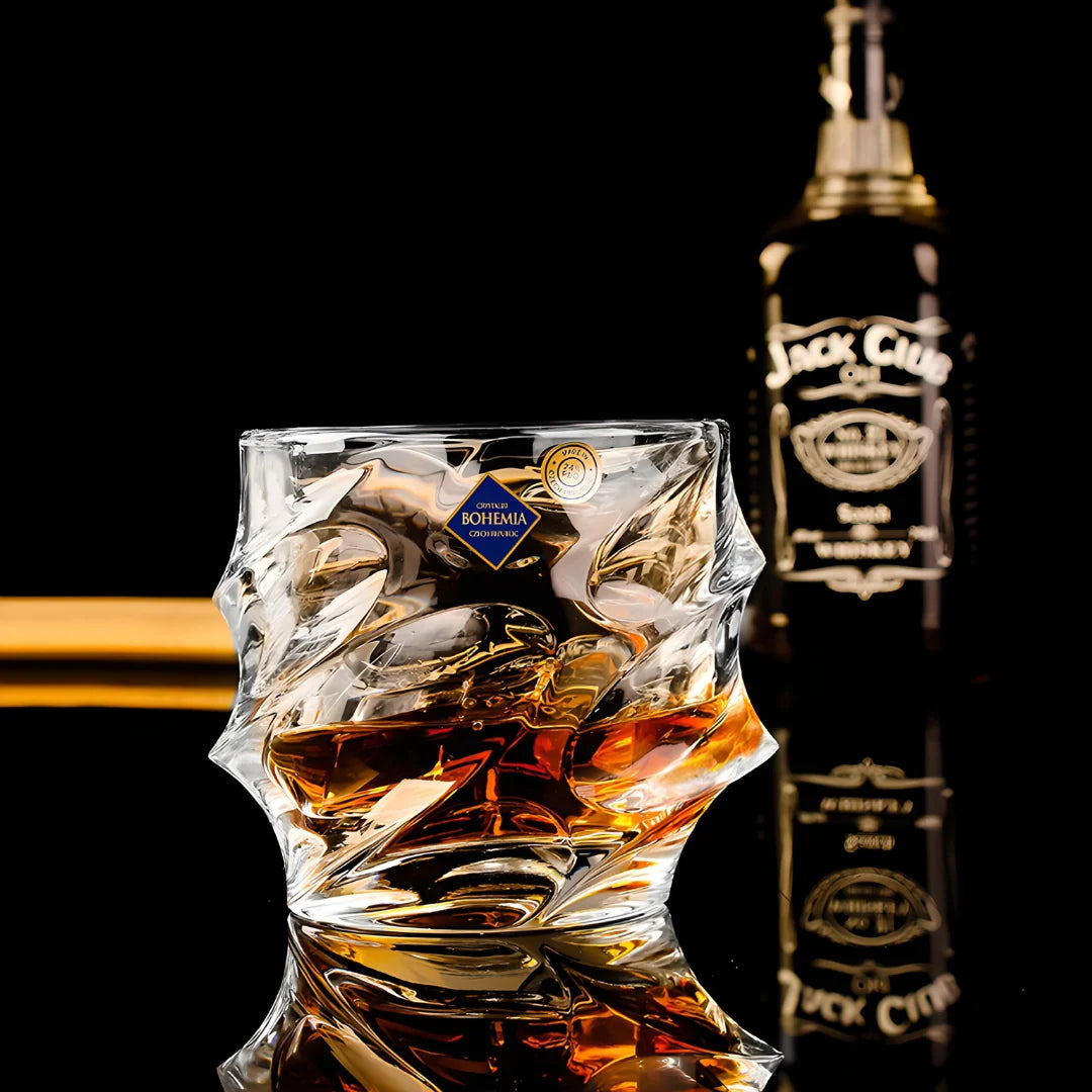 Whisky Glass Tornado Spiral Crystal Handmade Heavy Base