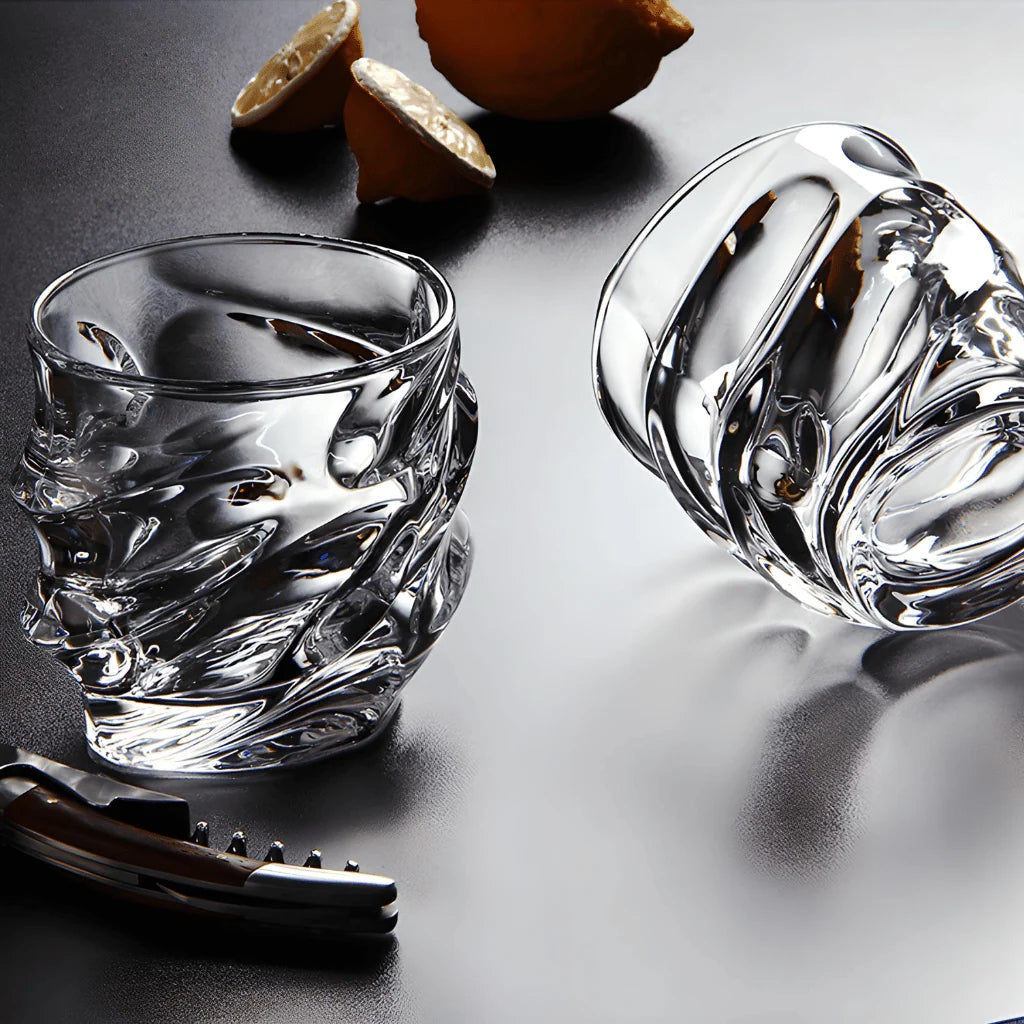 Whisky Glass Tornado Spiral Crystal Handmade Heavy Base