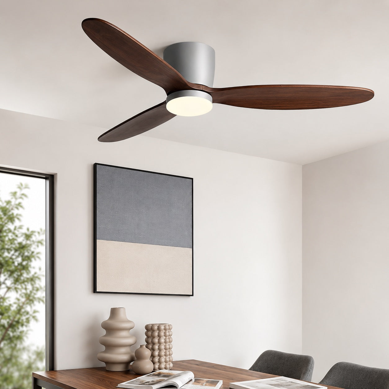 Whisper-Quiet 6-Speed DC LED Ceiling Fan (Flush Mount)
