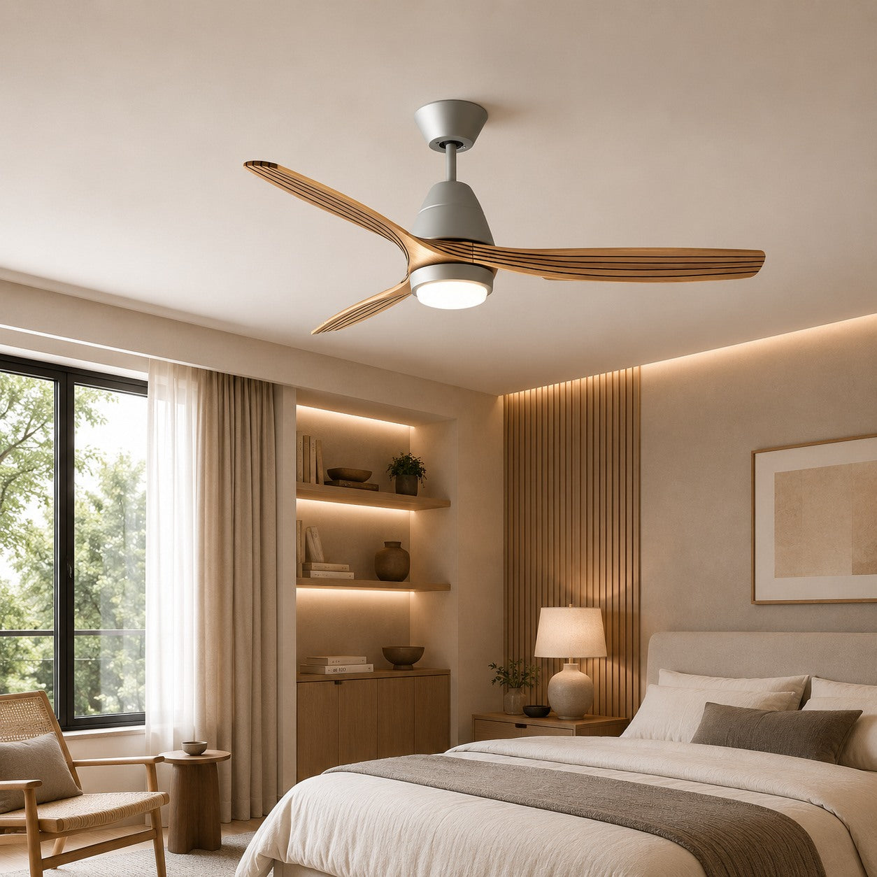 Whisper-Quiet DC Dimmable LED Ceiling Fan Light (52-Inch)
