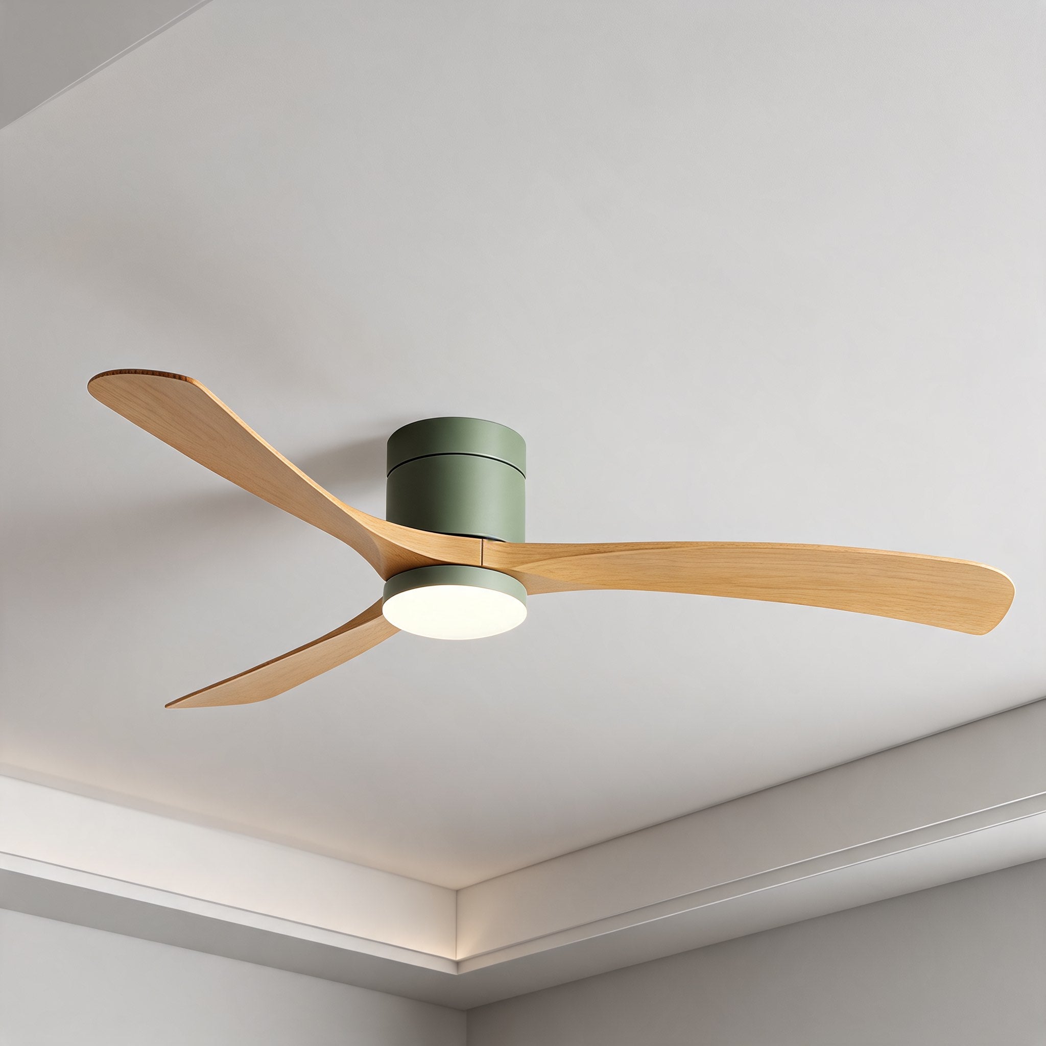 Whisper-Quiet DC Motor Flush Mount Ceiling Fan (2400 Lumens LED)