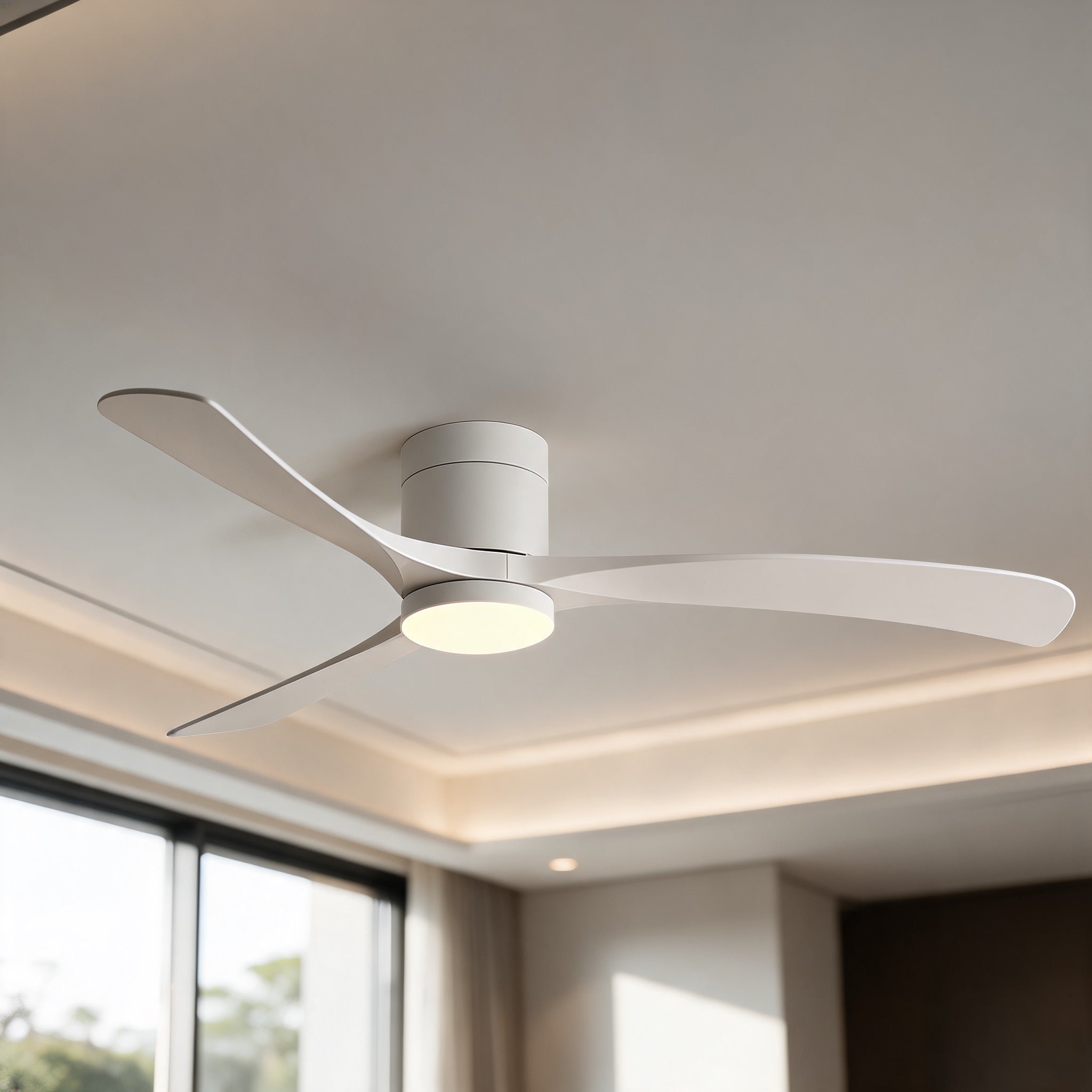 Whisper-Quiet DC Motor Flush Mount Ceiling Fan (2400 Lumens LED)