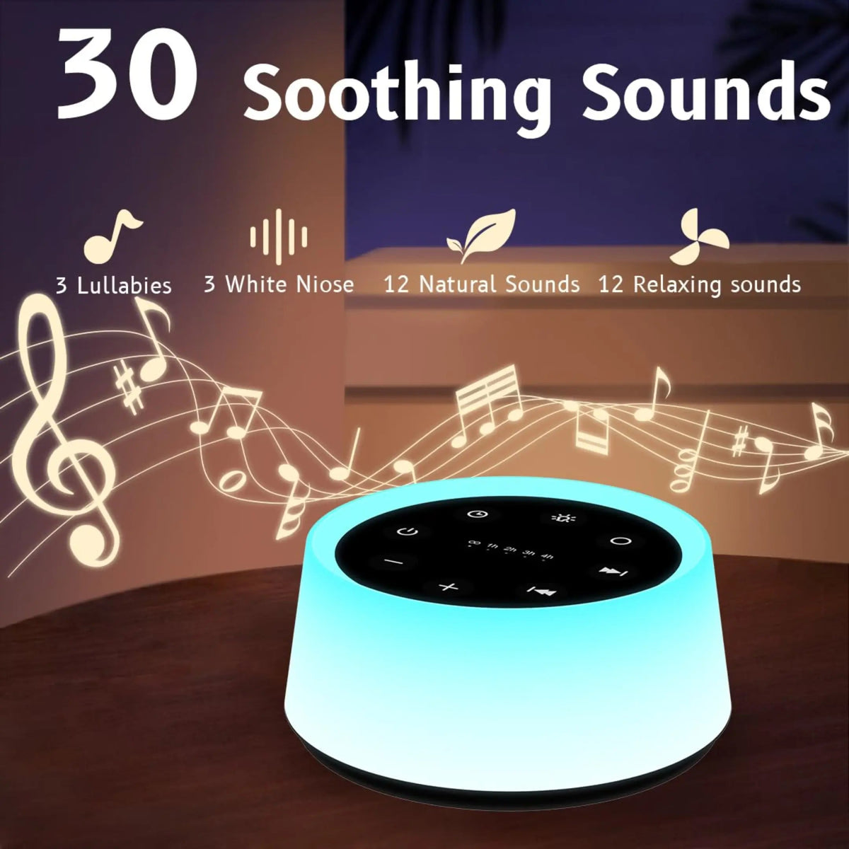 White Noise Machine USB Rechargeable RGB Night Light