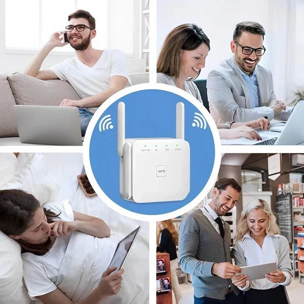 WiFi Range Extender Dual High-Gain Antennas Plug-and-Play
