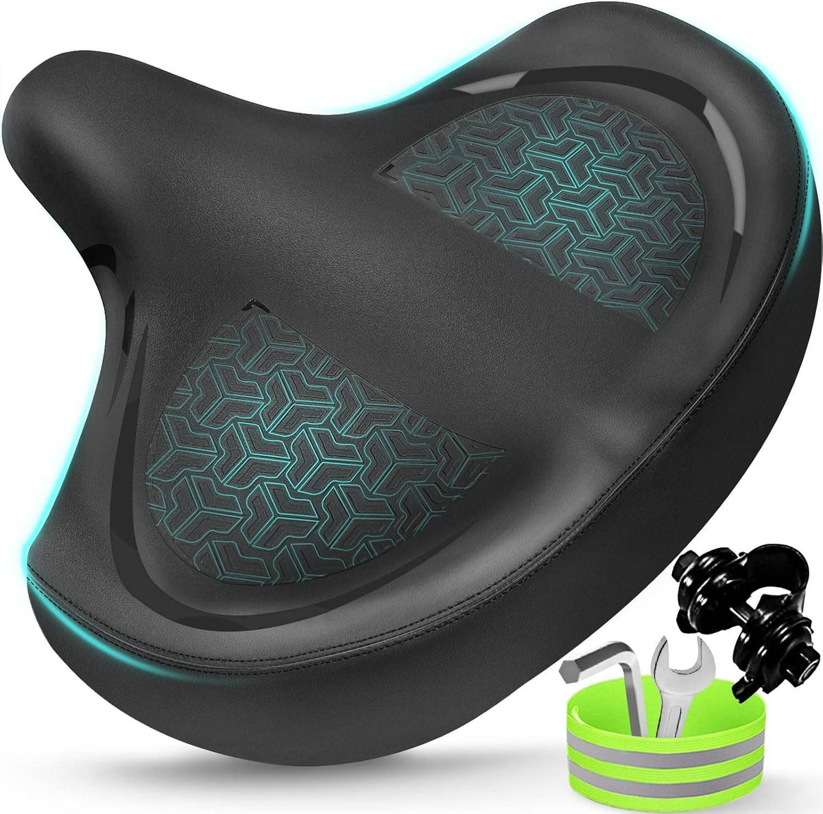 Wide Bike Seat Cushion Memory Foam & Cooling Gel