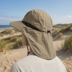 Wide-Brim Hat Detachable Neck Flap Quick-Dry Water-Repellent