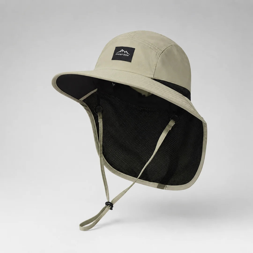 Wide-Brim Hat Detachable Neck Flap Quick-Dry Water-Repellent