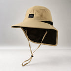 Wide-Brim Hat Detachable Neck Flap Quick-Dry Water-Repellent